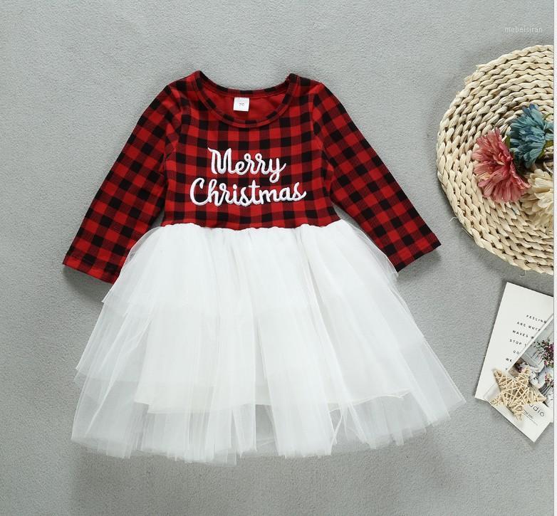 

Baby Girls Dress 2020 New Christmas Winter Kids Girl Clothes Long Sleeve O-neck Check Mesh Dress1, As pic