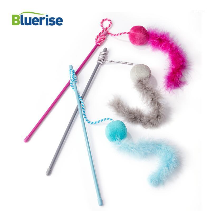 

BLUERISE Cat Toy Newly Design Fluff ball feathers Pet High Quality Cat Teaser Durable Hand Lever Toy Funny Long Size Plush1