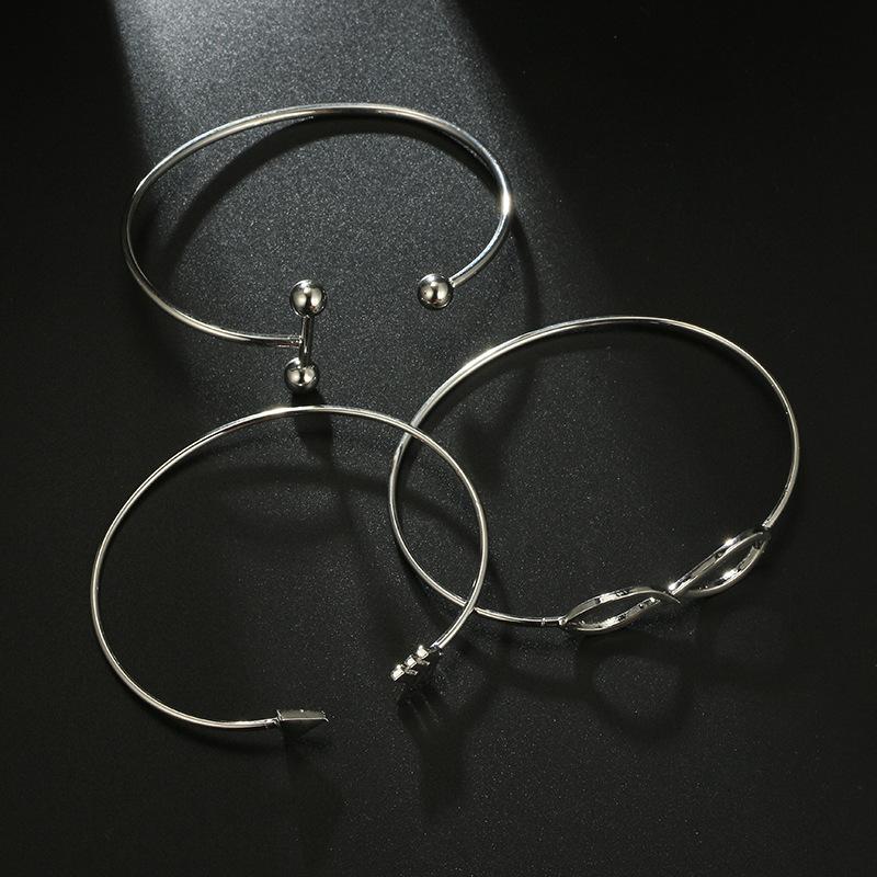 

Charm Bracelets 3 Pcs/ Personality Fashion Stainless Steel Gold Color Adjustable Open Cuff Men Women Trendy Simple Bangles Wholesale