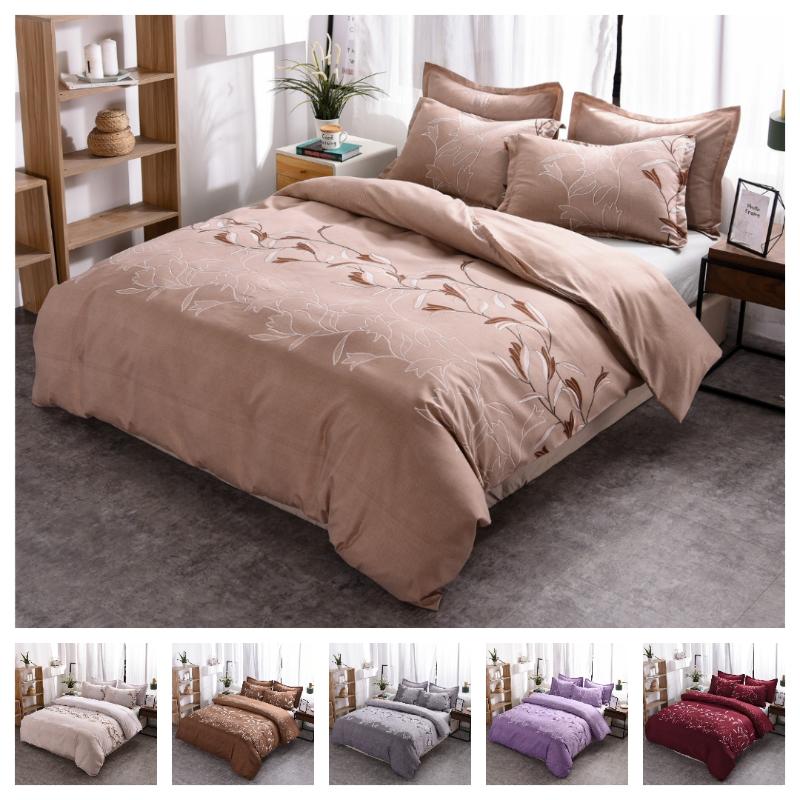 

2021 Hot Style 2 or 3pcs Plains Printing Soft Duvet Cover Sets 1 Quilt Cover + 1/2 Pillowcases Single  Full Queen King