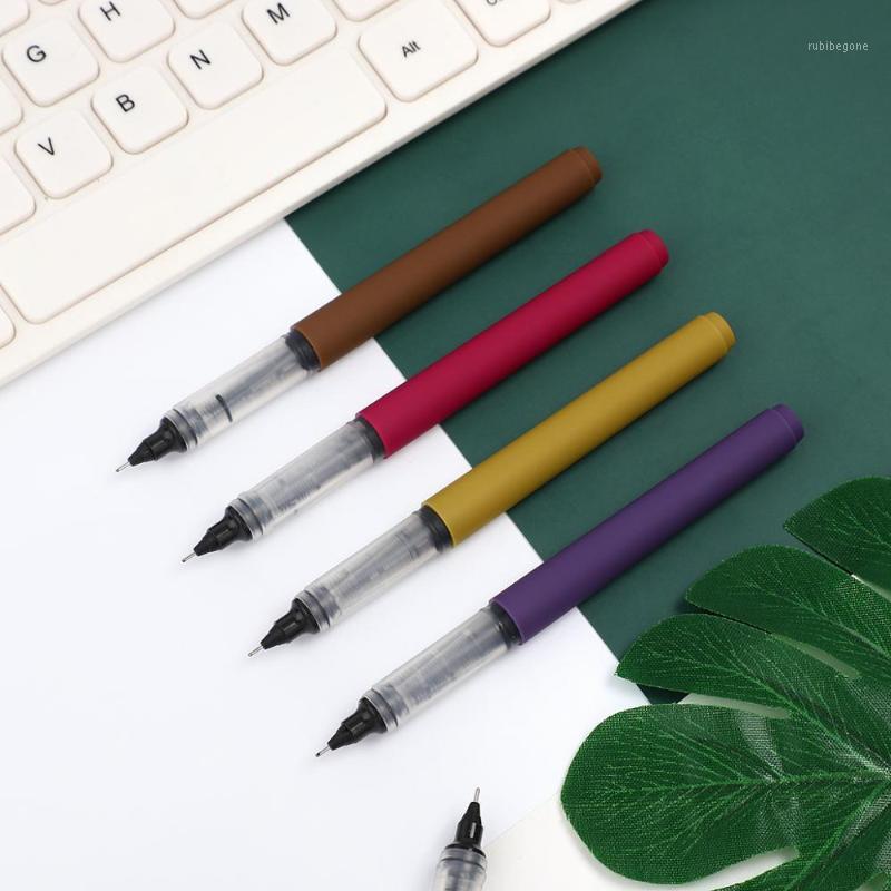 

JIANWU 1PC Retro Color Simplicity Straight Liquid Gel Pen Student 0.5mm Gel Ink Pen Black Color Office School Writing Stationary1