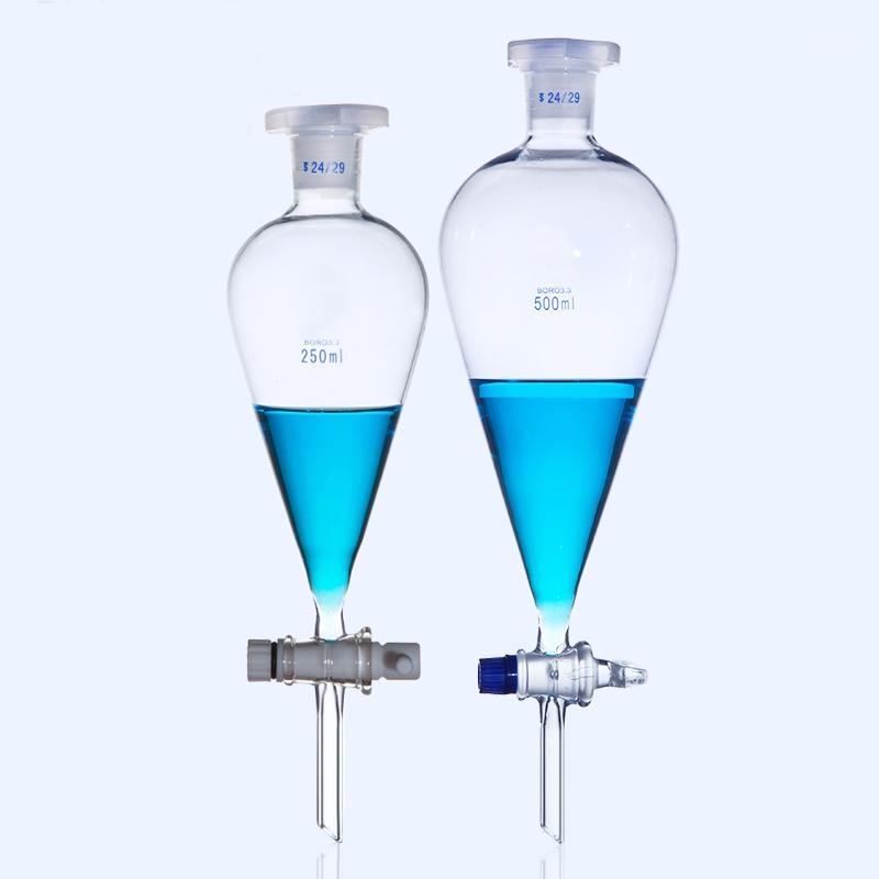 

Lab Glass Pear shape separatory funnel Laboratory Separating Funnel with Glass or PTFE Stopper1