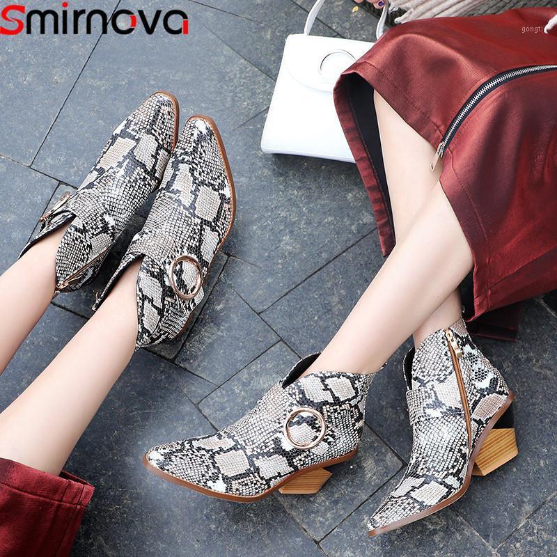 

Smirnova 2020 new ankle boots for women pointed toe zip high heels shoes women classic autumn winter boots big size 34-441, Black