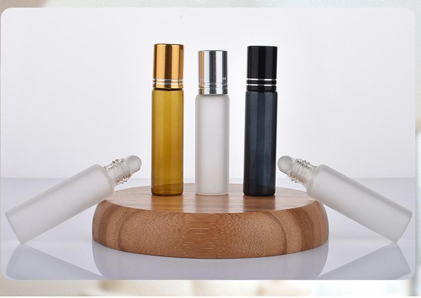 

10ml glass roll on bottle essential oil bottles frost black brown perfume bottles Mini Storage Bottles1