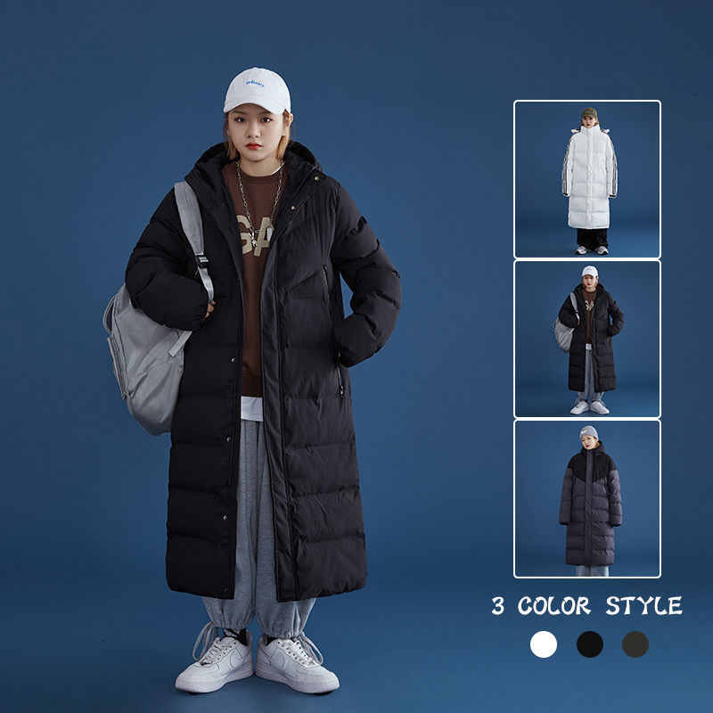 

2021 Autumn Winter New Thickened Warm Long Parkas Korean Streetwear Woman Hooded Casual Oversize Coats Clothing Dvob, Black