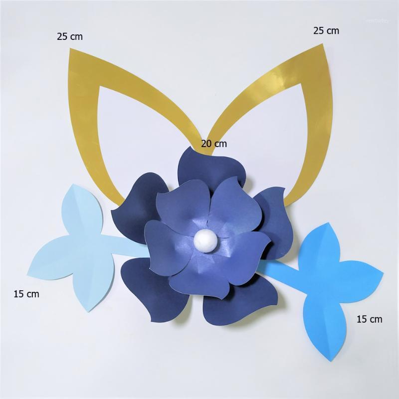 

Cardstock Dark Blue DIY Easy Paper Flowers With Ears leaves Set 4 Baby Nursery Wall Flower Decor Shower Birthday Video Tutorials1, Glittered dark blue