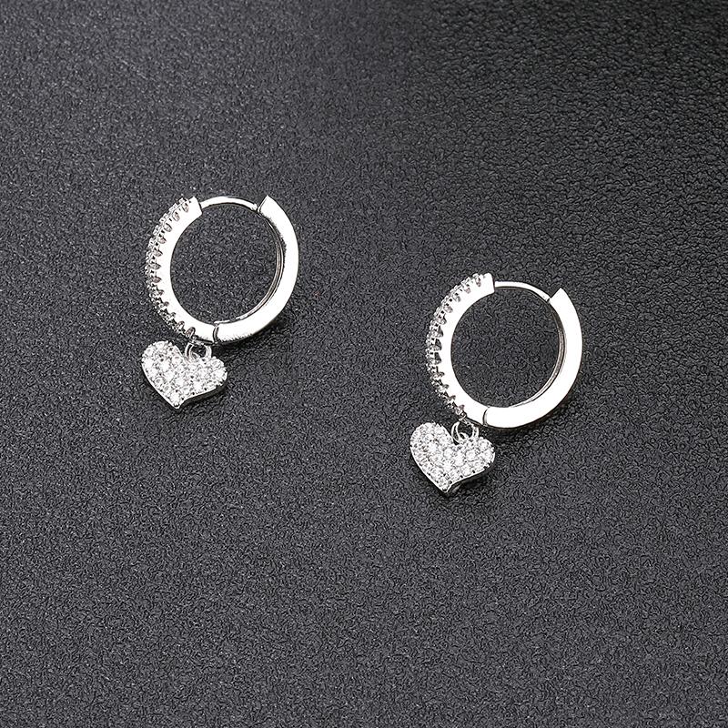 

Small Hoop Earrings Pave High Quality Cubic Zirconia Crystal Love Heart Earrings For Women New Jewelry aros corazon 2020