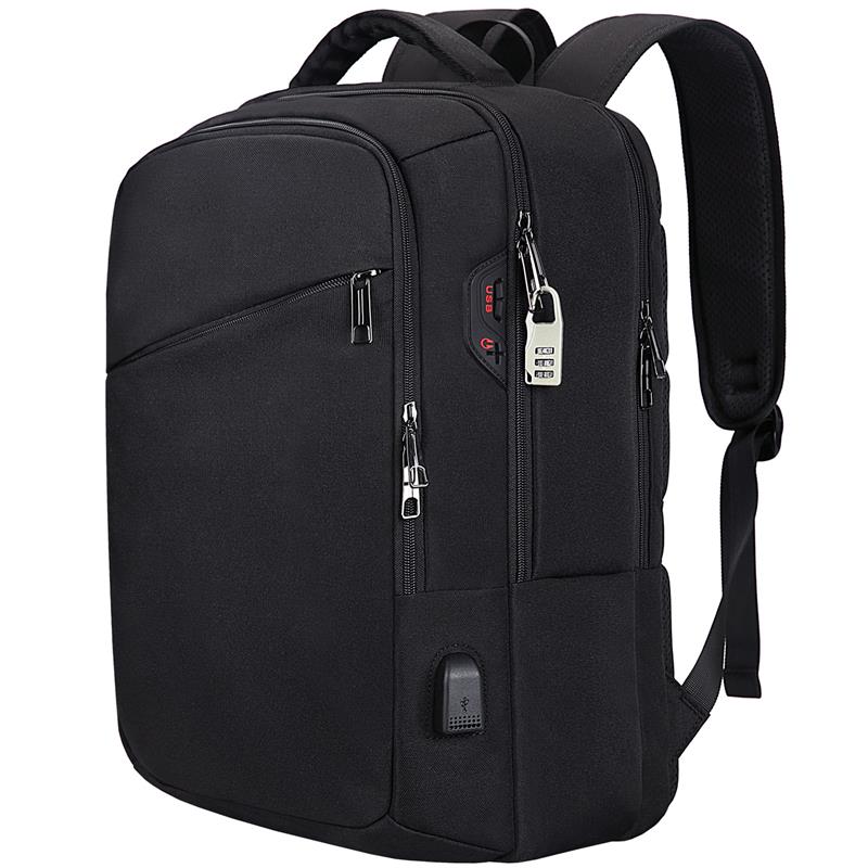 

Backpack men and women business casual 15.6-inch computer backpack college students travel anti-theft usb backpack, Black