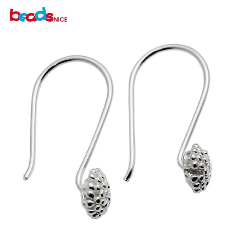 

Hoop & Huggie Beadsnice 925 Sterling Beaded Earwires French Ear Wires Flower Hooks Earring Findings Nice Gift For DIY ID34922