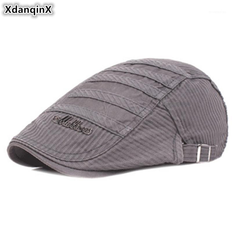 

XdanqinX Snapback Cap Men's Vintage Cotton Berets Fashion Personality Brands Cap Adjustable Size Men Retro Tongue Caps Dad Hats1, Black