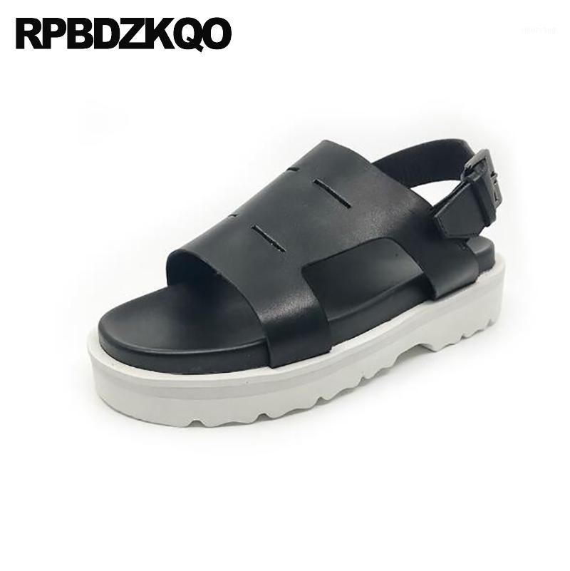 

outdoor strap japanese native italian platform genuine leather men sandals summer breathable high quality shoes black1, Black