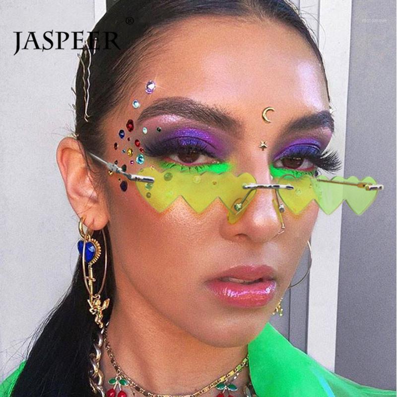 

JASPEER Punk Heart Rimless Sunglasses Women Retro Steampunk Fashion Frameless UV400 Vintage Sun Glasses Men1