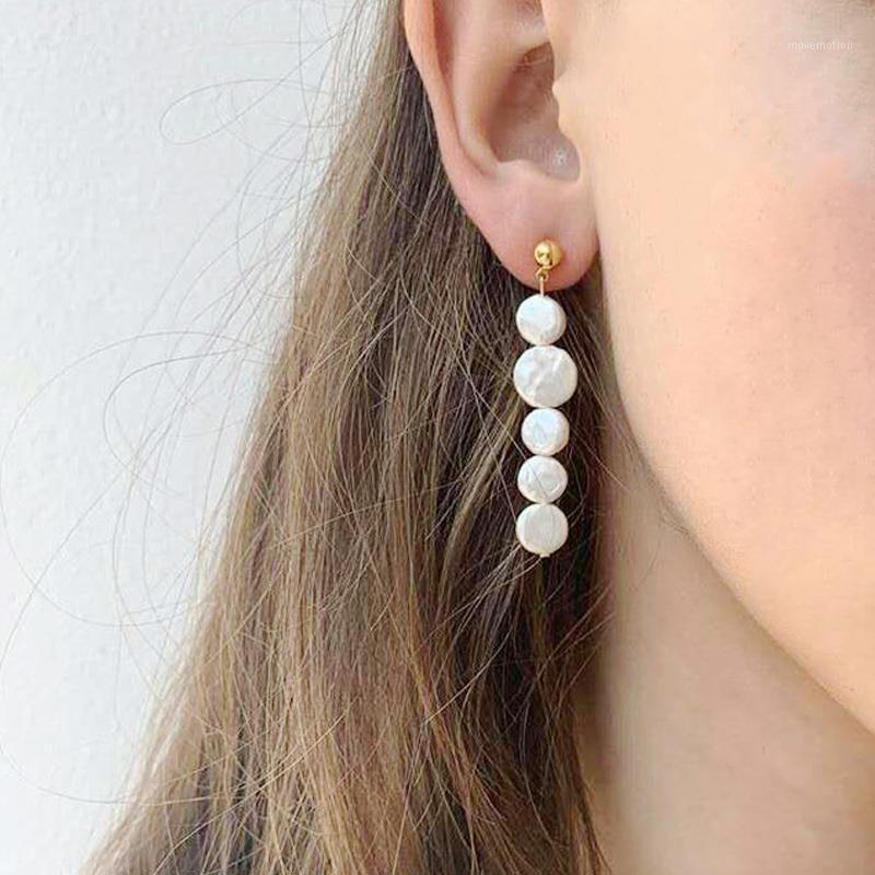 

irregular pearl pendant earring women temperament Korean oblate pearl jewelry exquisite fashion long pendant accessories 20201