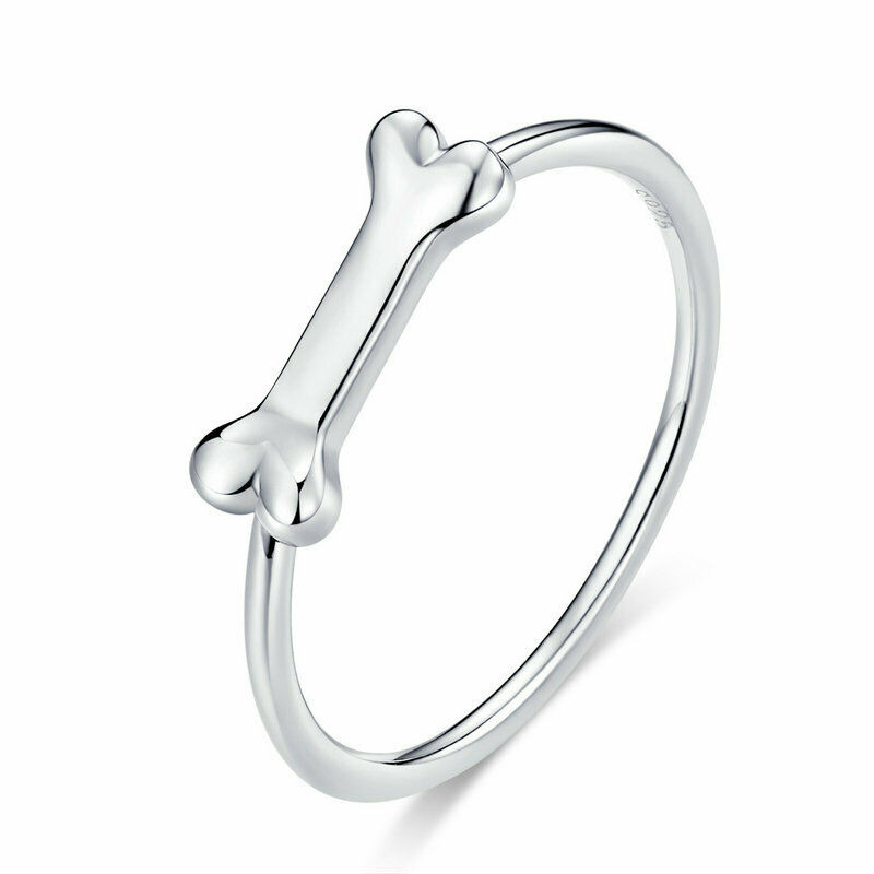 

Unique European Women Girls 925 Sterling Silver Cute Bone Finger Rings Size 6-8 for Christmas Gifts