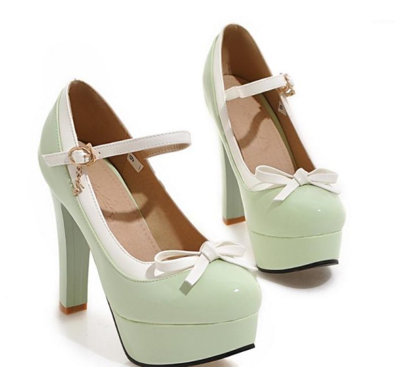 

2020 Spring and Autumn with New style fashion High heel Coarse heel round head bowknot waterproof table Women's shoes1, Black