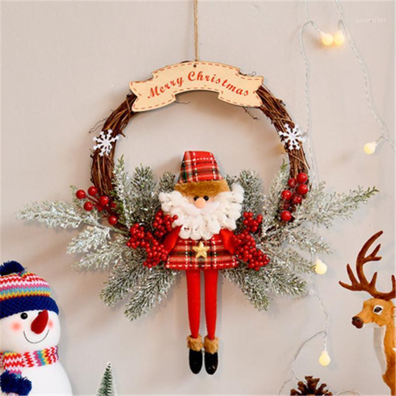 

Wooden Merry Christmas Garland Wreath Decor Wall Hanging Door Santa Claus Elk Snowman Ornaments Xmas Pendant Decor for Home 20211, Snowman 20cm