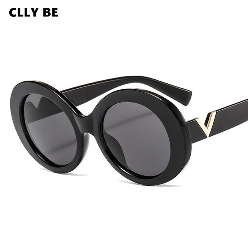 

Sunglasses 2021 Fashion Round Vintage Women Men Mirror Sun Glasses Female Shades Retro Letter V Eyewear
