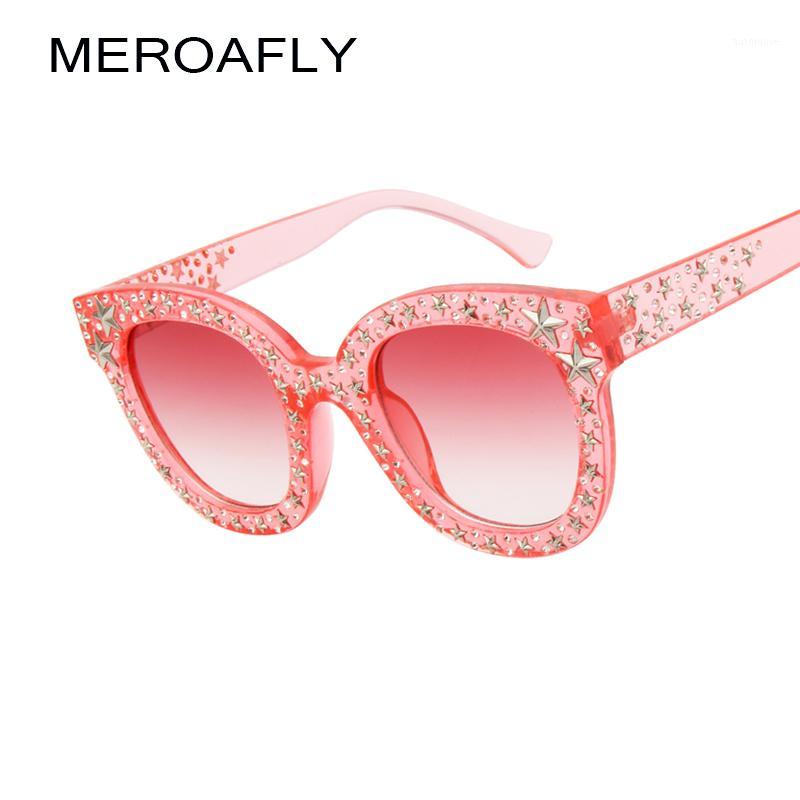 

MEROAFLY 2018 Vintage Cat Eye Sunglasses Women Fashion Gradient Black Grey Pink Rhinestone Sun glasses Female UV400 Party1