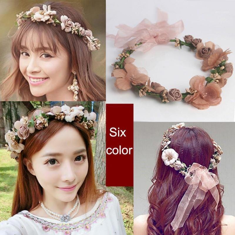 

Wreath Headband Bride Flower Crown Wedding Beach Travel Hair Wreath for Wedding Party Supplies Adjustable Durable1