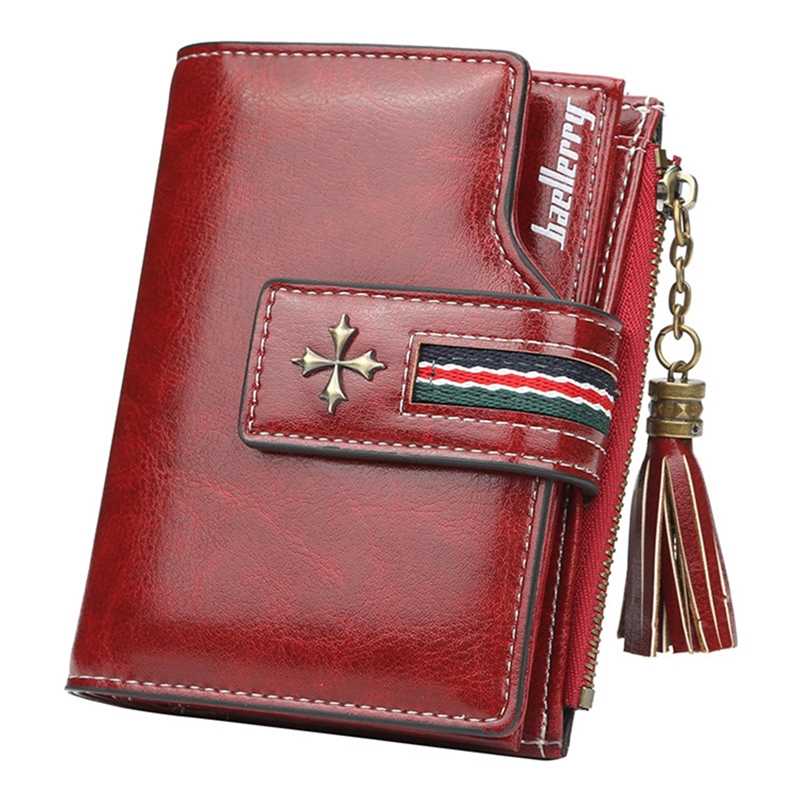 

Fashion Small Oil wax Leather Wallet Women Stylish Zipper & Hasp Card Wallet Woman High Quality Short Credit Card Holder Purse 220113, Pink