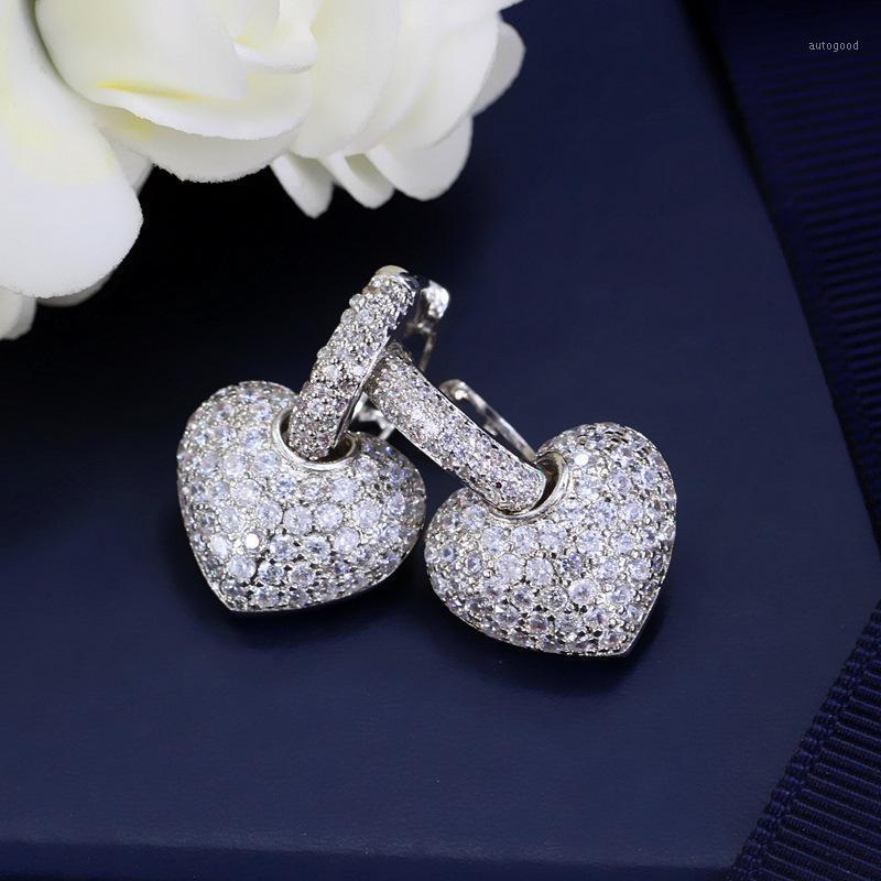 

Hoop & Huggie Trendy Silver Plating Crystal Heart Earrings Micro Round Circle For Women Dangle Jewelry Accesorios Mujer1