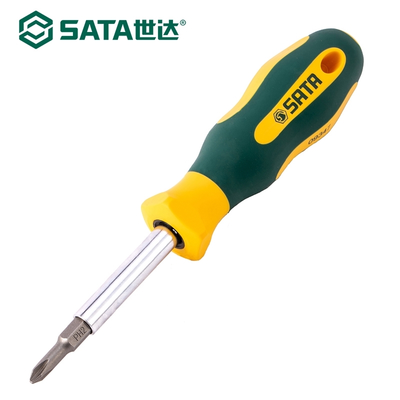 

SATA 6 in 1 Multi Screwdriver Magnetic Bit Rubber Handle Removable Bit Tool Slotted / Phillips Type Screwdriver 09347 Y200321