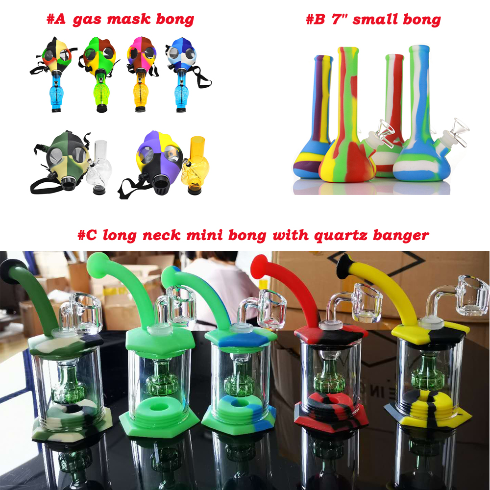 

Silicone small bong Percolators Perc Removable Straight Water Pipes coloured Portable foldable Smoking Water bongs silicone water bongs