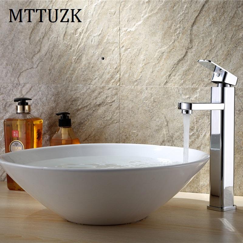 

MTTUZK brass chrome plated bathroom faucet Square basin faucet single handle hot&cold tap deck mounted torneira free shipping