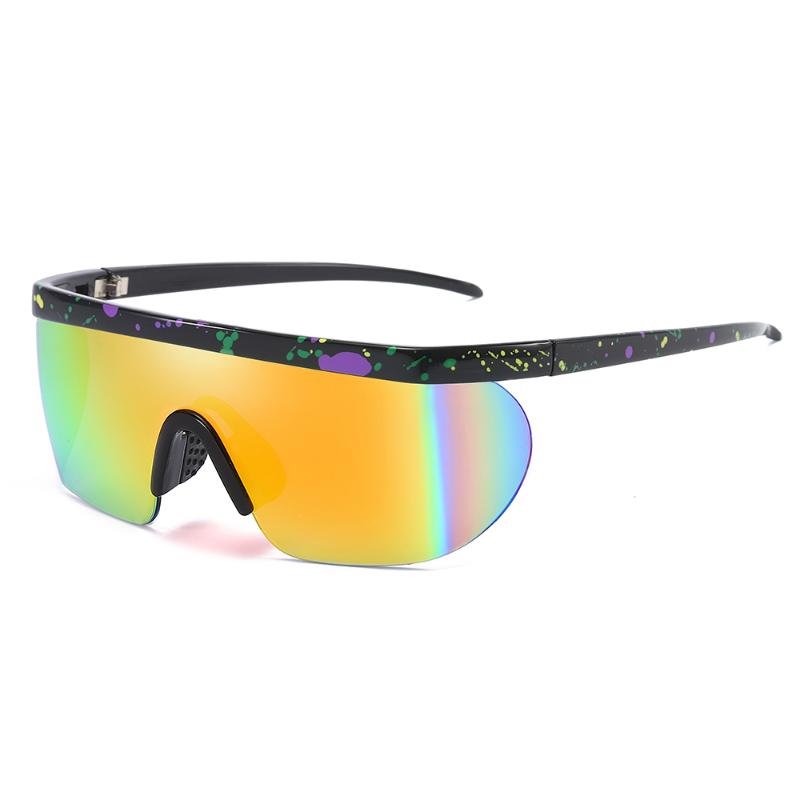 

New Oversized Sunglasses Men Black Glasses Women Brand Designer Dot Printing Sun Glasses One Piece Google Shades UV400
