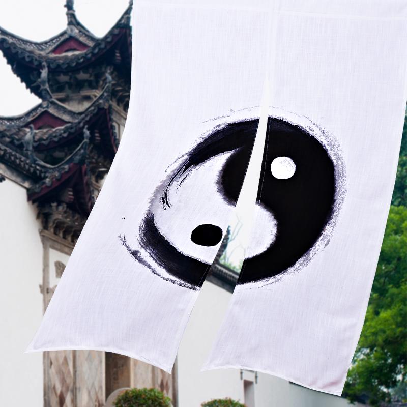 

Nice Curtains nese Tai Circle Cloth Curtain Ink Decorative Door Curtain Feng Shui Door, Green