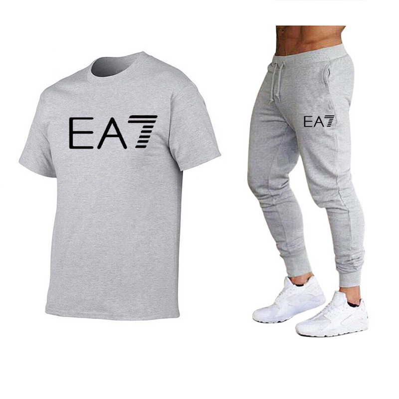 

2022 men's casual summer Designer T Shirts Tracksuits Man's T-shirt+Pants Set boy trendy brand Fitness cotton T shirt Jogger men clothing Sweatshirt Sweatpants, Pink