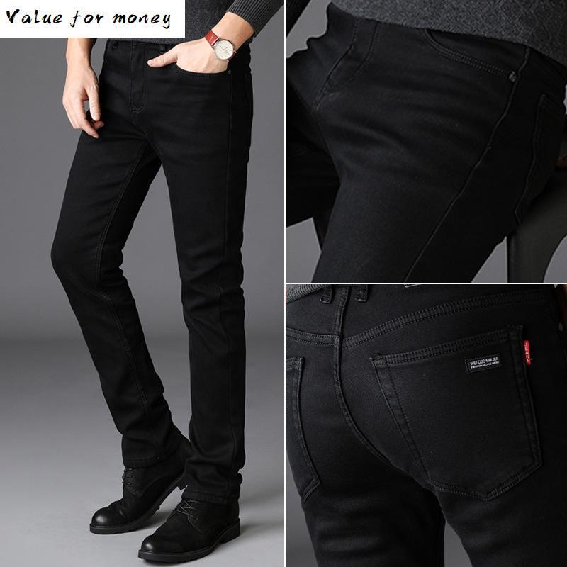 

Jeans Men For Straight Trousers Male High Quality Red Slim Fit Sweatpants Denim Designer Casual Biker Pants Pantalon Hombre, Loose straight tube