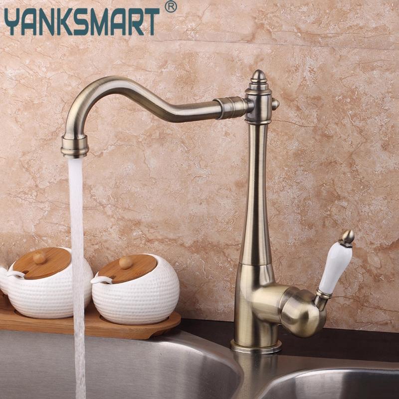 

Kitchen 360 Swivel Stream Spout Antique Copper Chrome Brass Finish Deck Mounted Tap Kitchen Sink Faucet Hot & Cold Mixer Taps