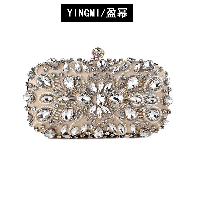 

diamond studded party handbag evening dress with beaded bag