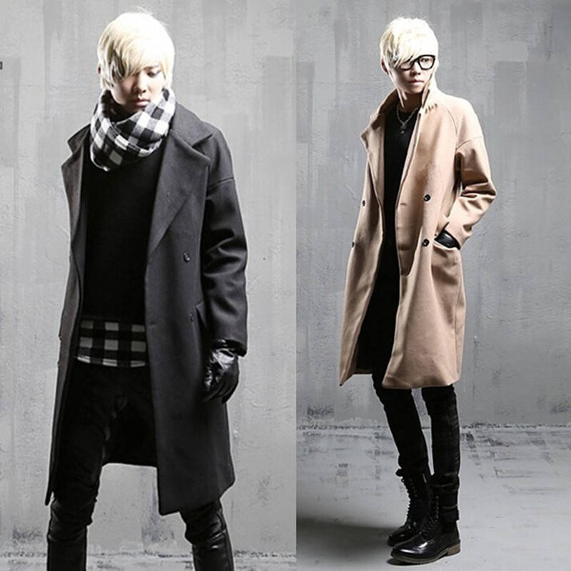 

2021 Winter Korean Style Fashion of Long Mainly Shelter Manly Men Casual Outwear Warm Wool Thin Man Trench Coat Bprv, Asian size