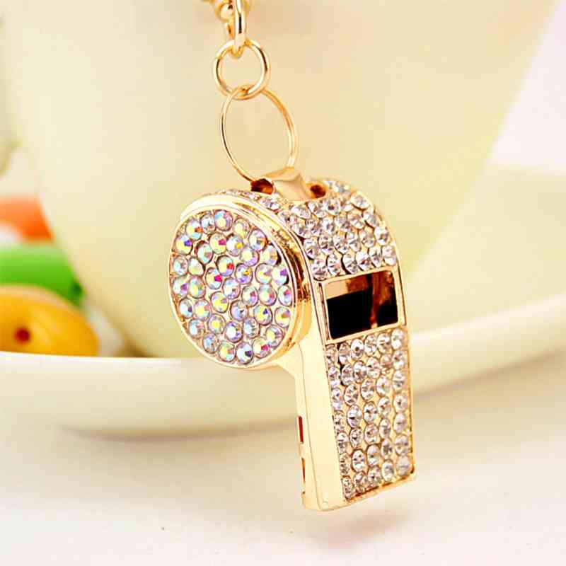 

Cute Whistle Keychain Accessories Bag Purse Pendant Metal Diamond Luxury Keychains Charms Boyfriend Gift Llaveros Kawaii YS053