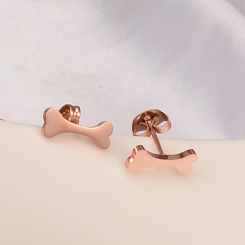 

Stud Rose Gold Titanium Steel Earrings For Women Bone Dainty Jewelry Gift
