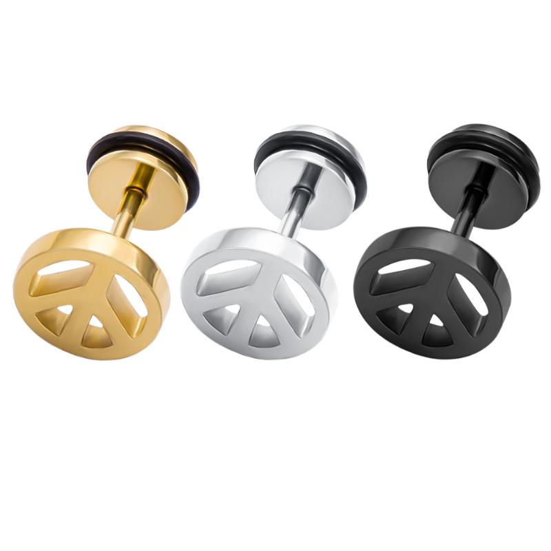 

1 Pair Peace Symbol Earrings Stud for Men Women Unisex Cool Peace Ear Piercing Jewelry Round Stainless Steel Stud Earring Gift