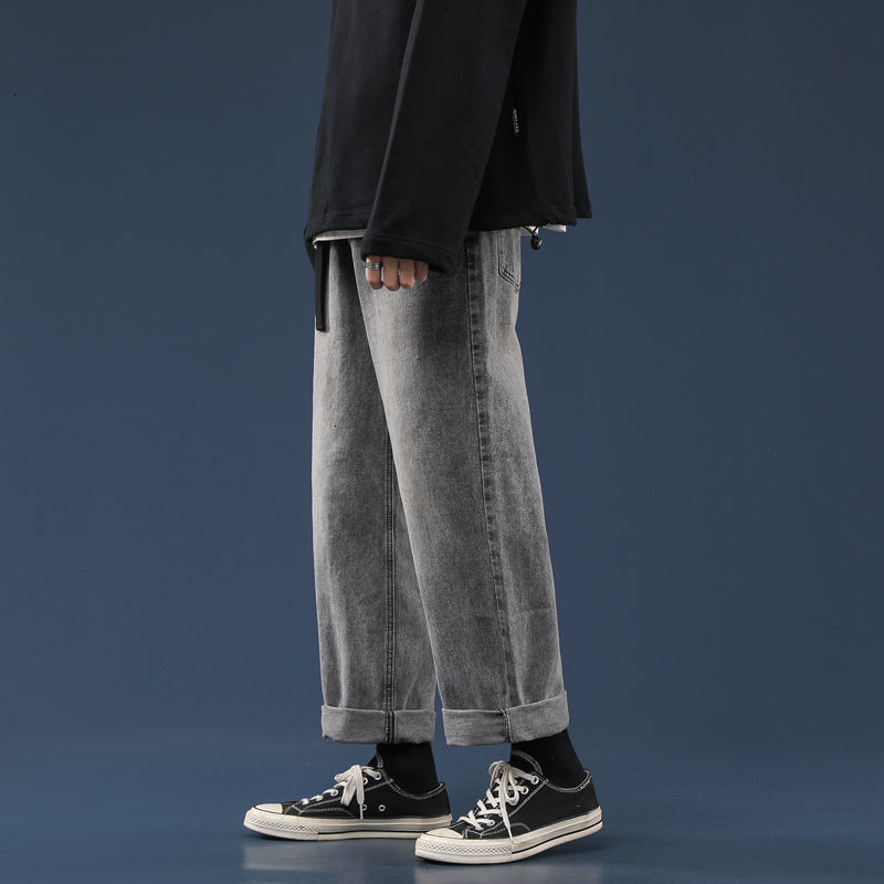 

Male Brim 2021 Pants Autumn Thin New Jeans Relaxed Youth Masculine Clothes IDT5, Black