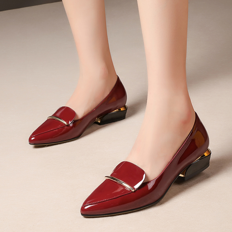 

2020 Sweet Beautiful Female, Black Cow Leather, Square-heeled Shoes for Classic Ladies Pointing Office Toe-- Party Bombs. 7zzs