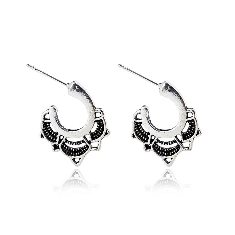 

Hoop & Huggie 1pair Vintage Endless Circle Hollow Earrings For Women Antique Color Tribal Small Earring Ear Jewelry E1537-2