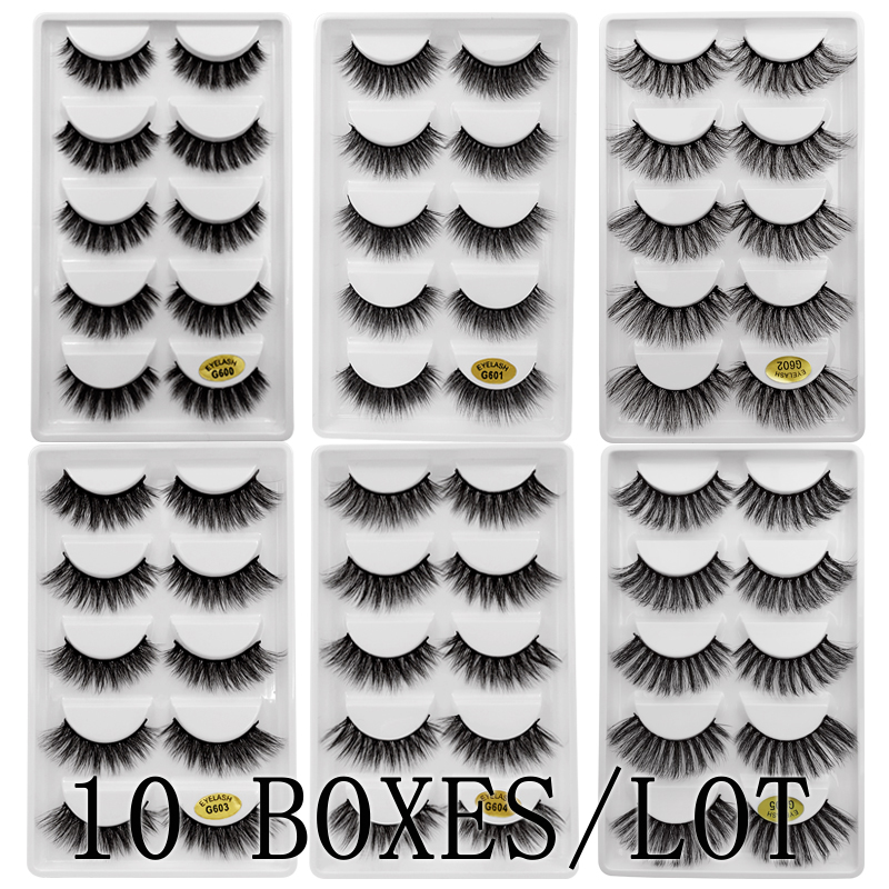 

wholesale 10 boxes/lot mink eyelashes natural long false lashes 3d messy fake eyelash extension makeup 100% cruelty free lash G6