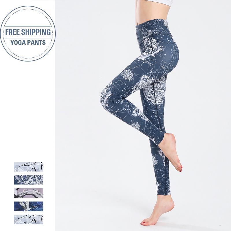 

High Waist Yoga Pants Women' Fitness Sport Leggings Stripe Printing Elastic Gym Workout Tights -XL Running Trousers1, Hk259