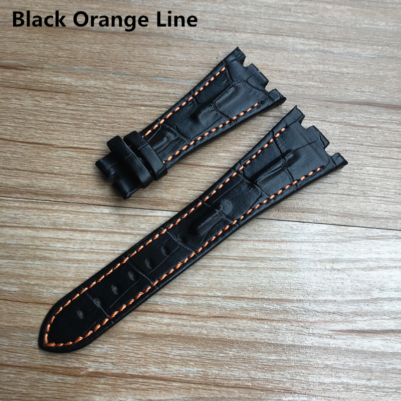 

watchband for men watch strap Black Blue designer Genuine Leather Watch Band Bracelet with steel deployment buckle For AxP strap 28mm