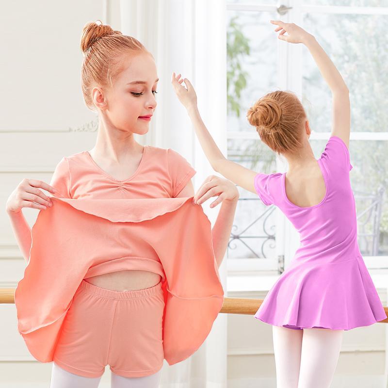 

Girls Children Ballet Leotards Dance Dress Short Sleeve Kids Gymnastics Leotards with Separate Pants1