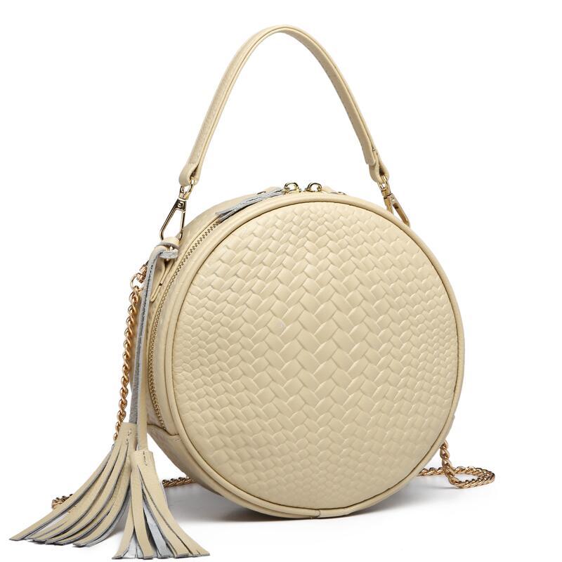 

2020 Designer Woman Leather Handbag Round Luxury Shoulder Bags fashion Cowhide Messenger Bags Genuine Leather Cross body Handbag, Red wine