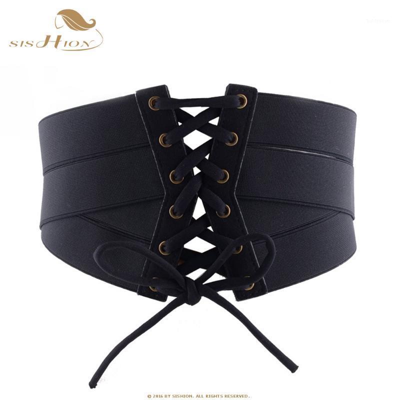 

SISHION Hot Vintage Black Lace Up High Waist Corset Bandage Women Waist Belt Wide Belts Training Wide Slimming Body VB00211, White