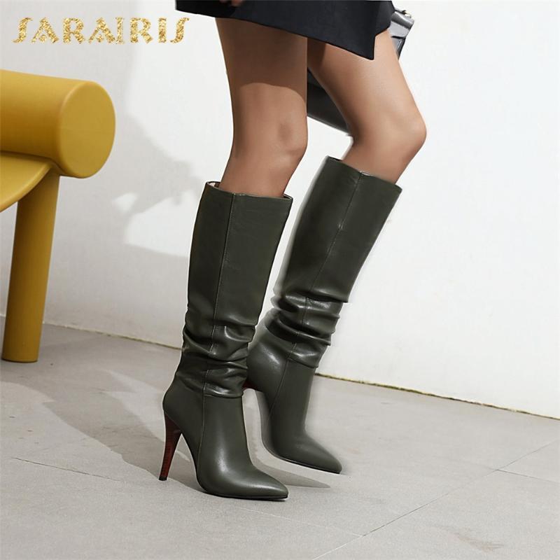

sarairis hot sale 2020 Big Size 43 Autumn Short Boots top Quality Sexy Pointed thin High Heels Explosion Boots woman shoes1, Black