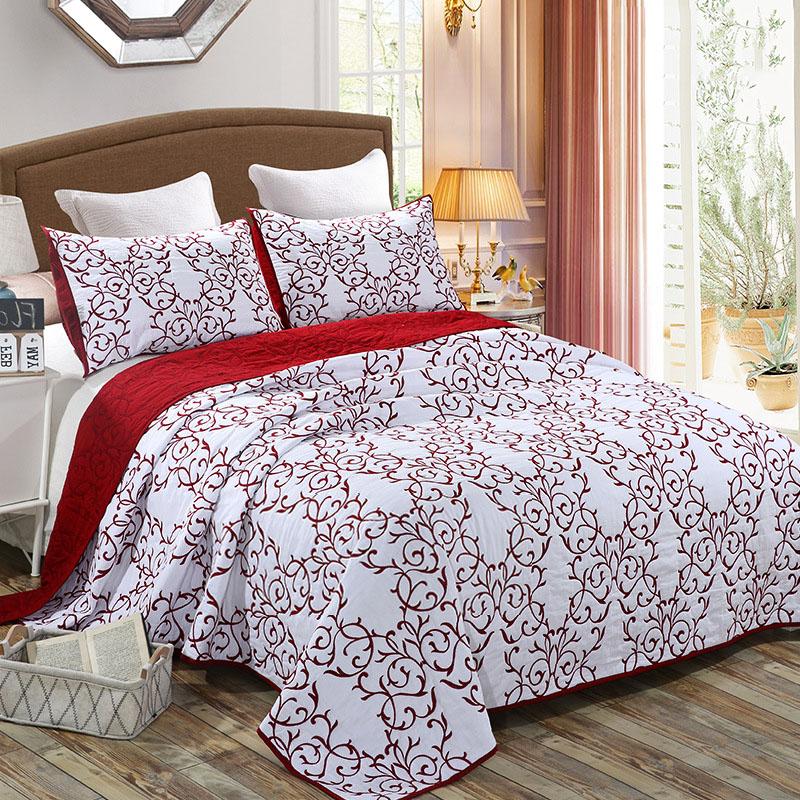 

Quality Cotton Bedspread Quilt Set 3pcs Coverlet Europe Solid Embroidered Quilts Bed Covers  Queen Size Quilted Blanket, Orange