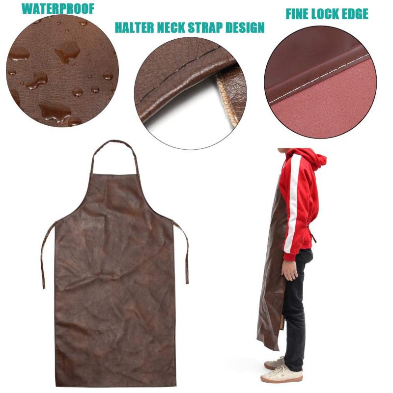 

1Pcs Waterproof Durable PU Leather Apron Adult Bibs Home Cooking Baking Coffee Shop Cleaning Aprons Kitchen Accessory